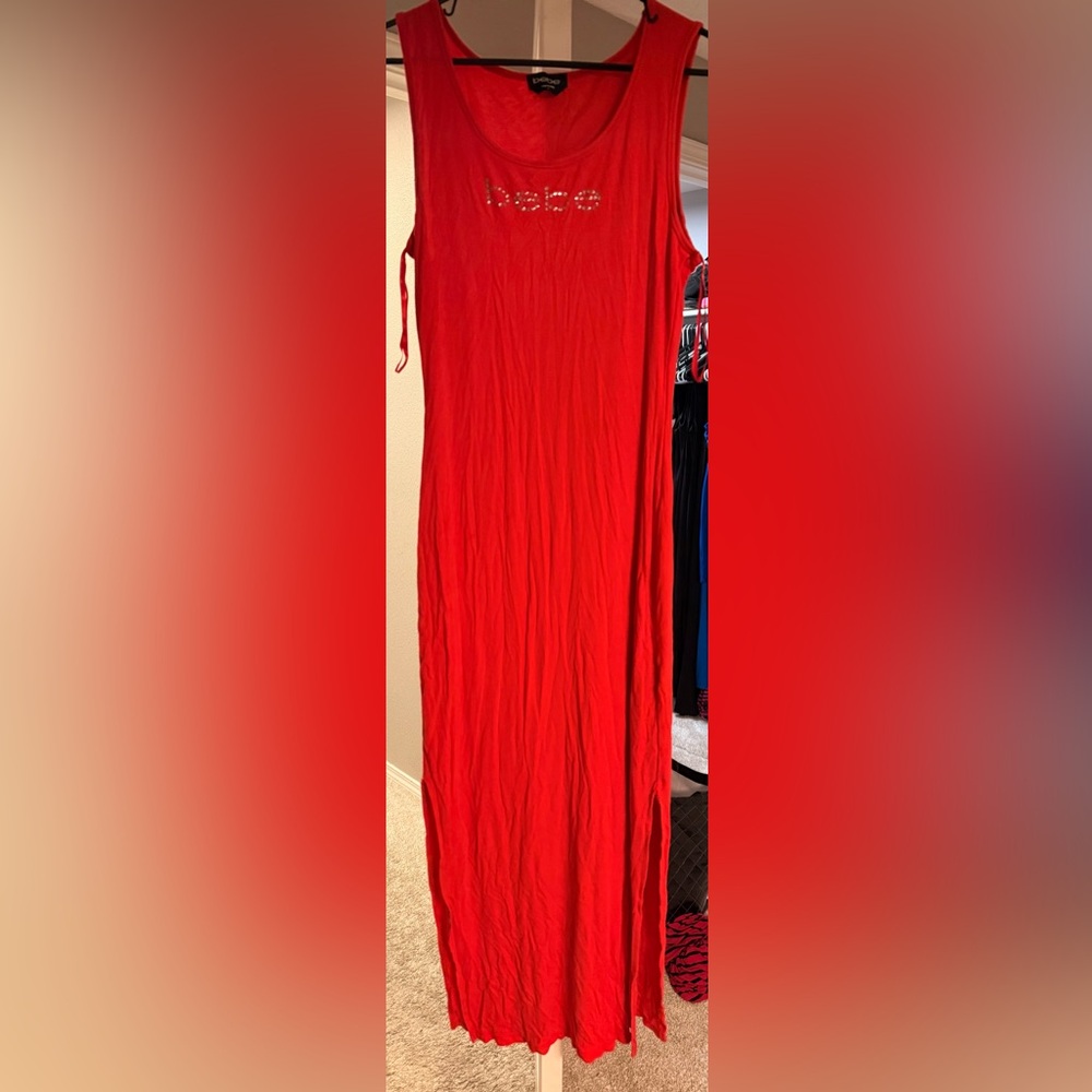 bebe Vibrant Red Midi Skirt